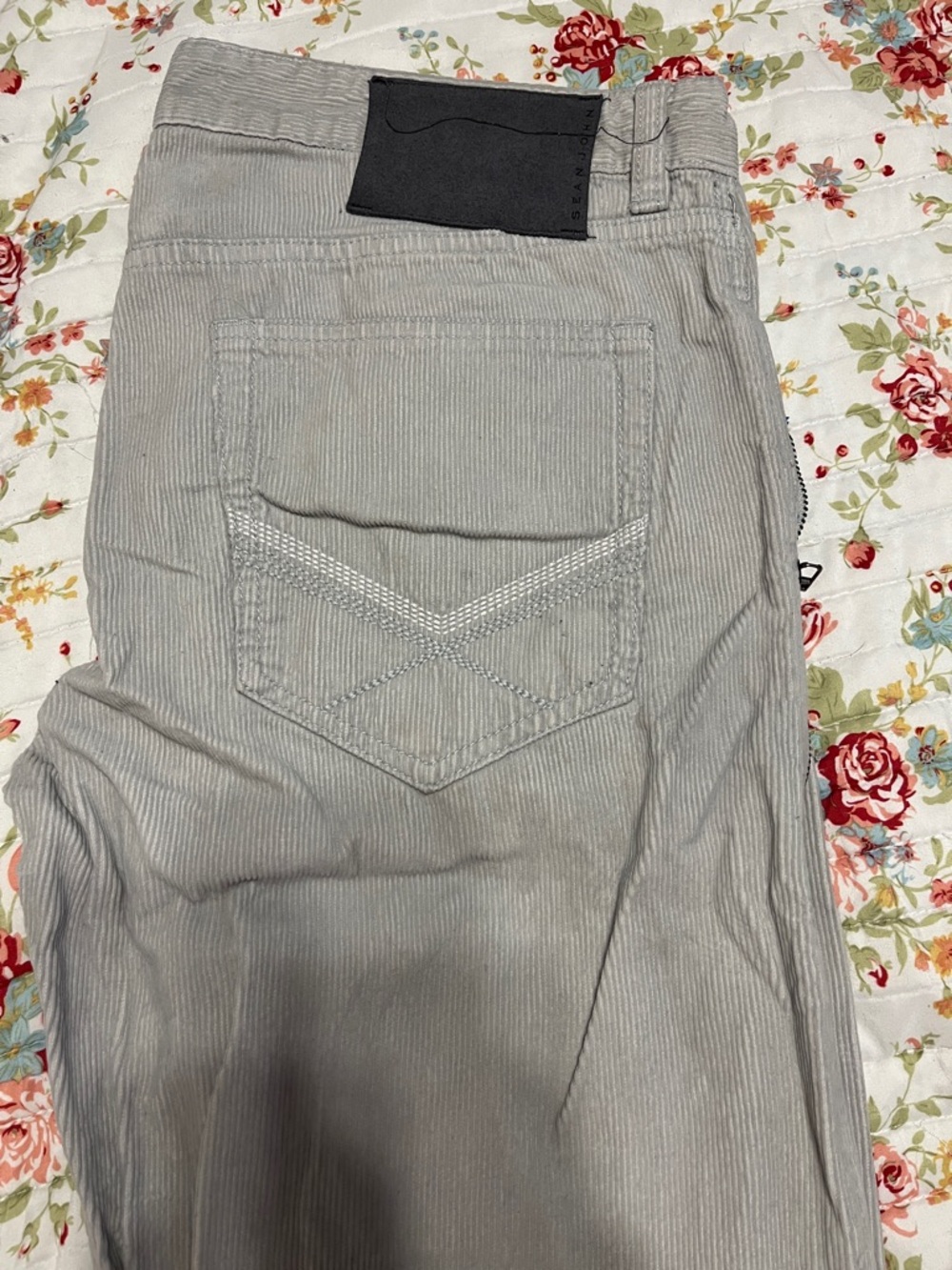 Sean John Light Gray Corduroy Men's Pants - Picture 6 of 6